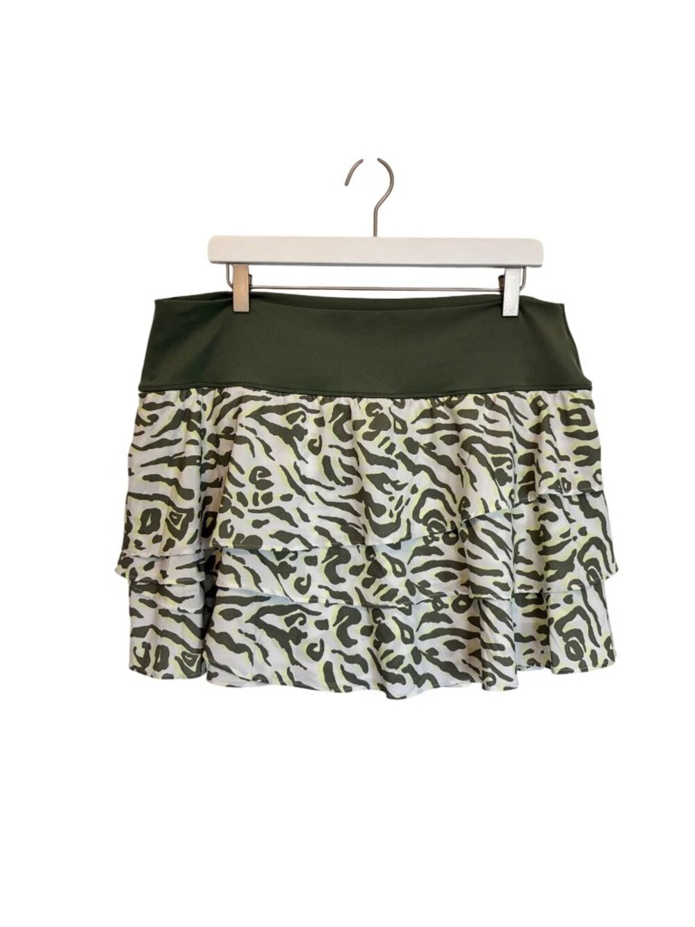 Offline By Aerie Cheetah Print Green & White Tiered Skort Built-In Shorts XXL